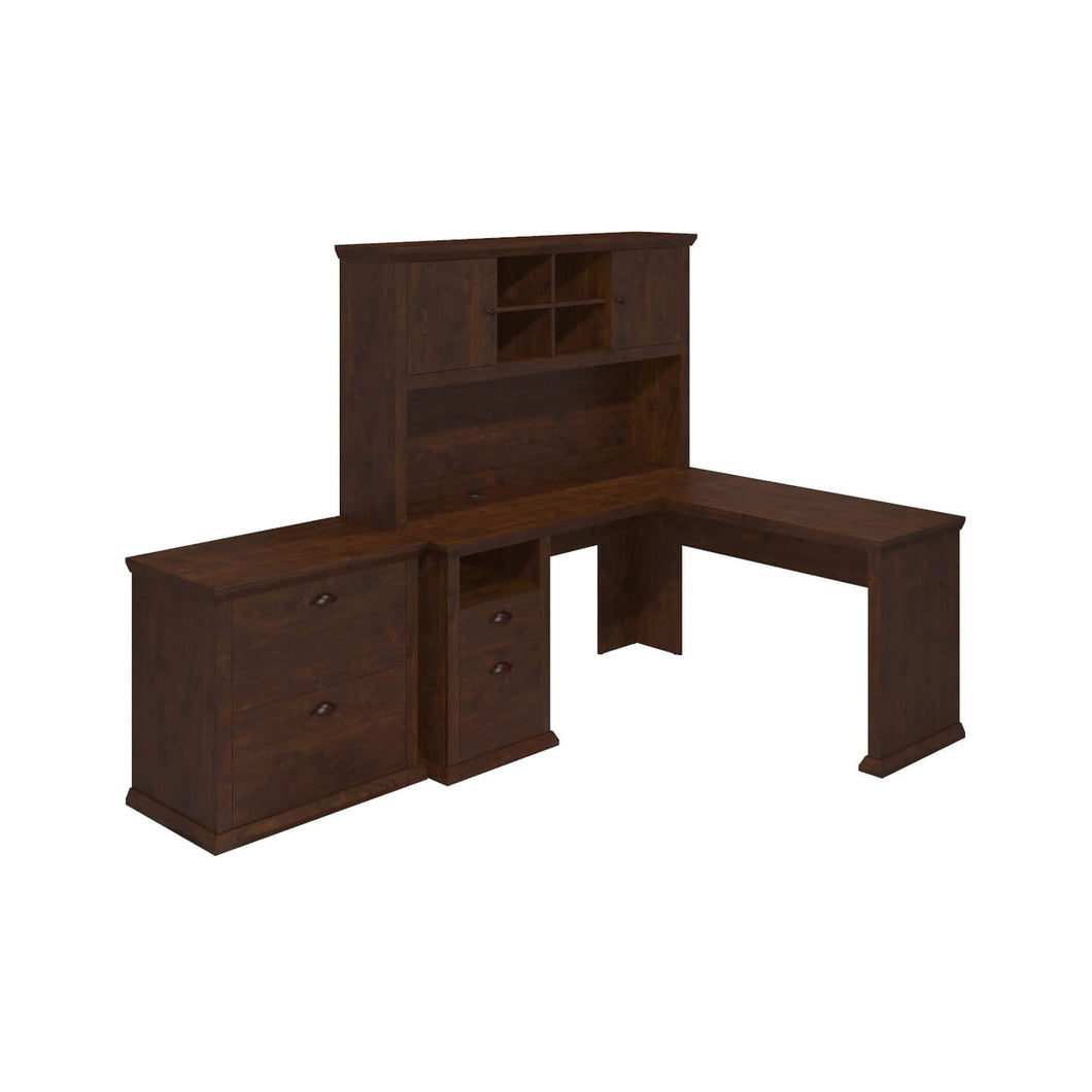 60W L Shaped Desk with Hutch and Lateral File Cabinet