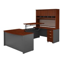 Load image into Gallery viewer, 60W Right Hand Sit to Stand U Desk with Hutch and Drawers
