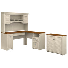 Load image into Gallery viewer, 60W L Shaped Desk with Hutch and Small Storage Cabinet
