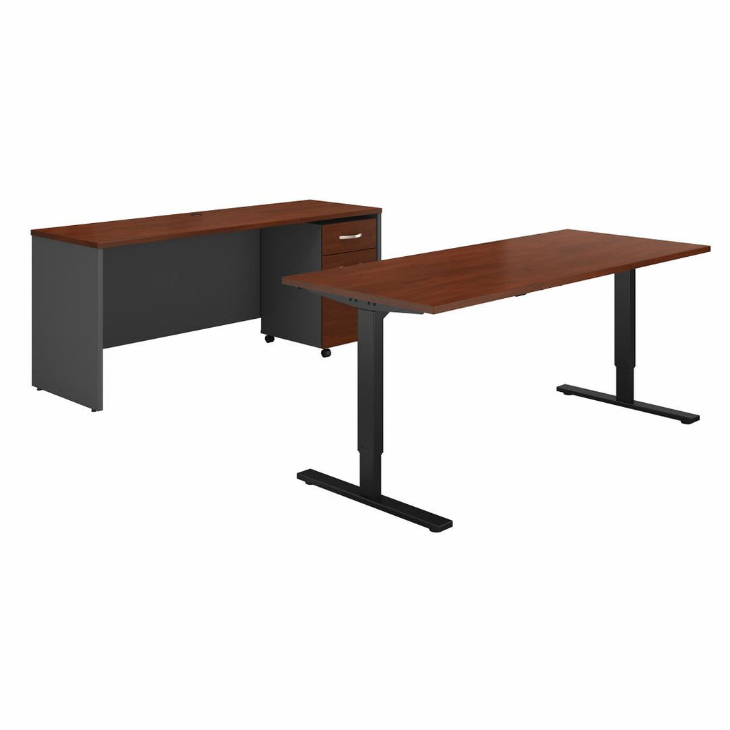 72W Height Adjustable Standing Desk, Credenza and Storage