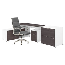 Load image into Gallery viewer, 60W L Shaped Desk with File Cabinet and Office Chair
