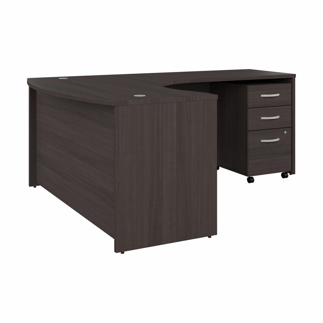 60W x 43D Right Hand L-Bow Desk with 3 Drawer Mobile File Cabinet