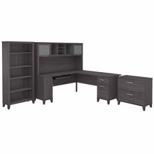 Load image into Gallery viewer, 72W L Shaped Desk with Hutch, Lateral File Cabinet and Bookcase
