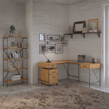 Load image into Gallery viewer, 60W L Shaped Writing Desk with Mobile File Cabinet and Bookcase
