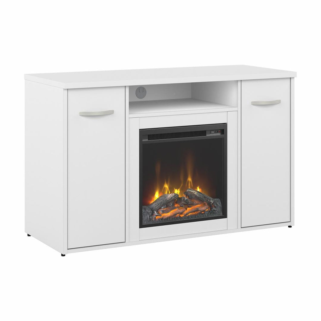 48W Office Storage Cabinet with Doors and Electric Fireplace