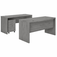 Load image into Gallery viewer, Bow Front Desk and Credenza with Mobile File Cabinet
