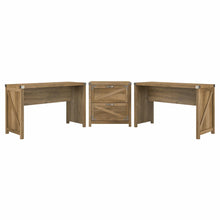 Load image into Gallery viewer, 2 Person Farmhouse Desk Set with Lateral File Cabinet
