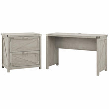 Load image into Gallery viewer, 48W Farmhouse Writing Desk with 2 Drawer Lateral File Cabinet
