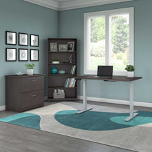 Load image into Gallery viewer, 48W Height Adjustable Standing Desk with File Cabinet and Bookcase
