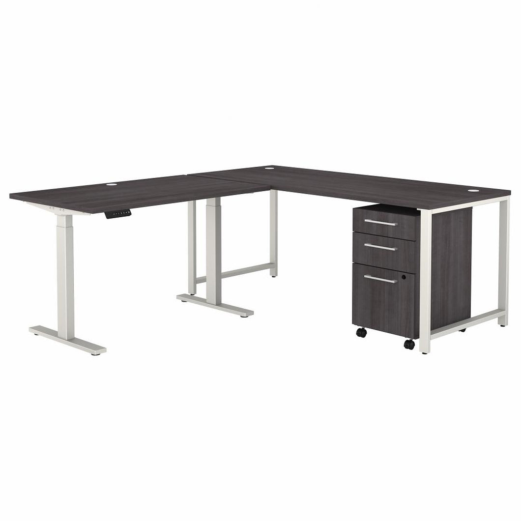 72W L Shaped Adjustable Desk with Storage