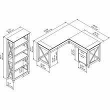 Load image into Gallery viewer, 60W L Shaped Desk with Mobile File Cabinet and 5 Shelf Bookcase
