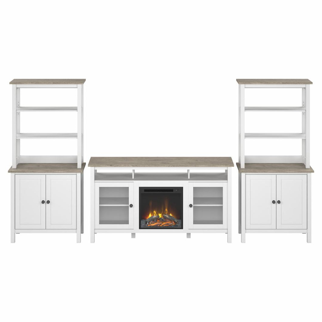 Electric Fireplace TV Stand for 70 Inch TV with Storage Bookcases