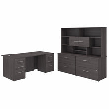 Load image into Gallery viewer, 72W x 36D Executive Desk with Drawers, Lateral File Cabinets and Hutch

