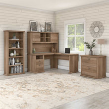 Load image into Gallery viewer, 60W L Shaped Desk with Hutch, Lateral File Cabinet and Bookcase
