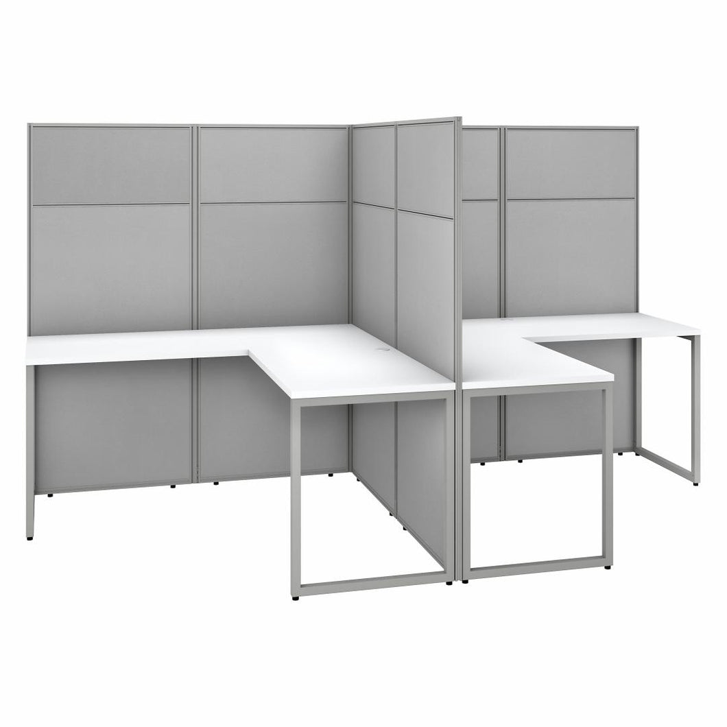 60W 2 Person L Shaped Desk with 66H Cubicle Panel