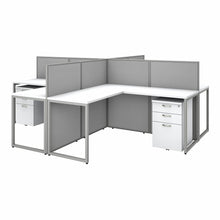 Load image into Gallery viewer, 60W 4 Person L Desk with 45H Cubicle Panel and Drawers
