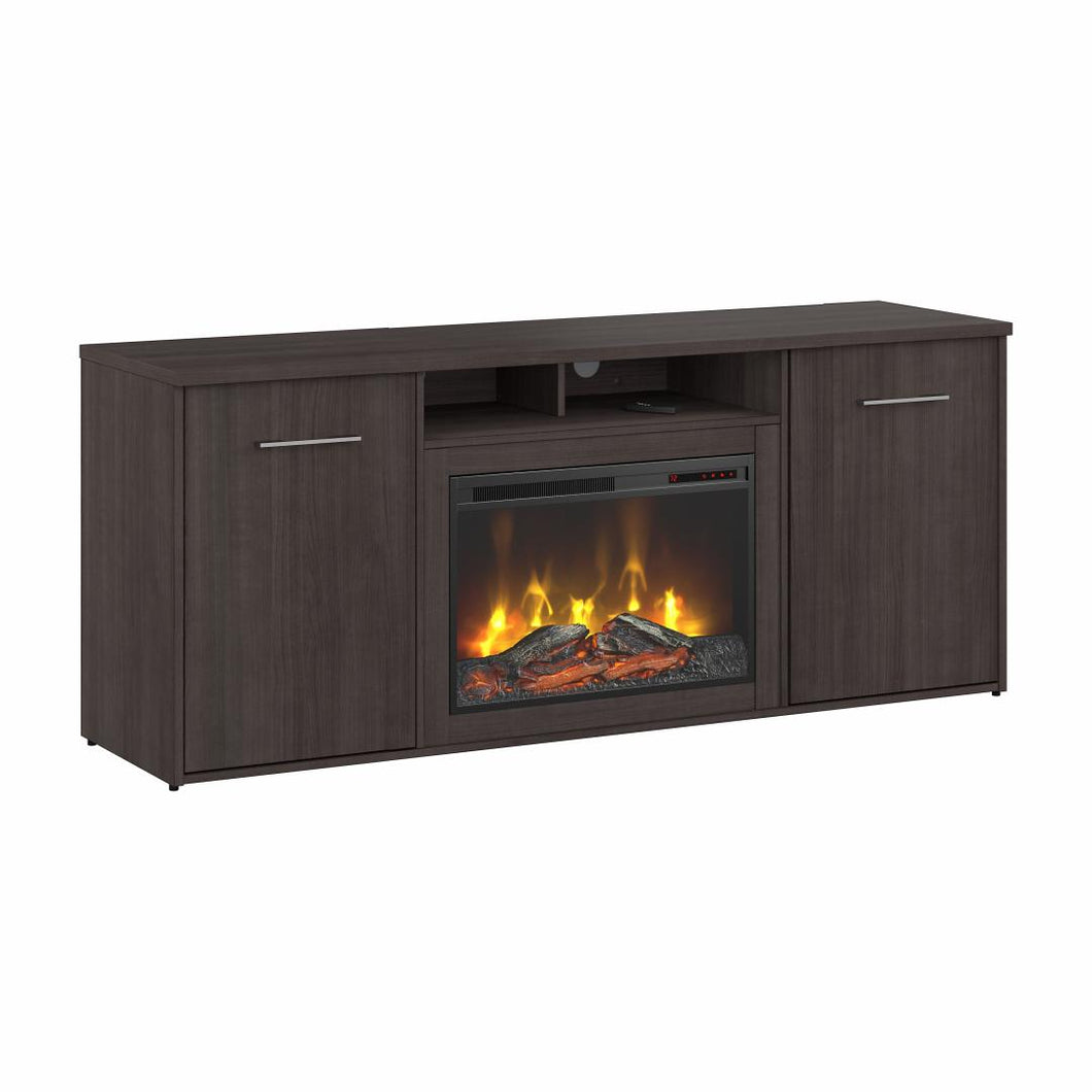 72W Storage Cabinet with Doors and Electric Fireplace