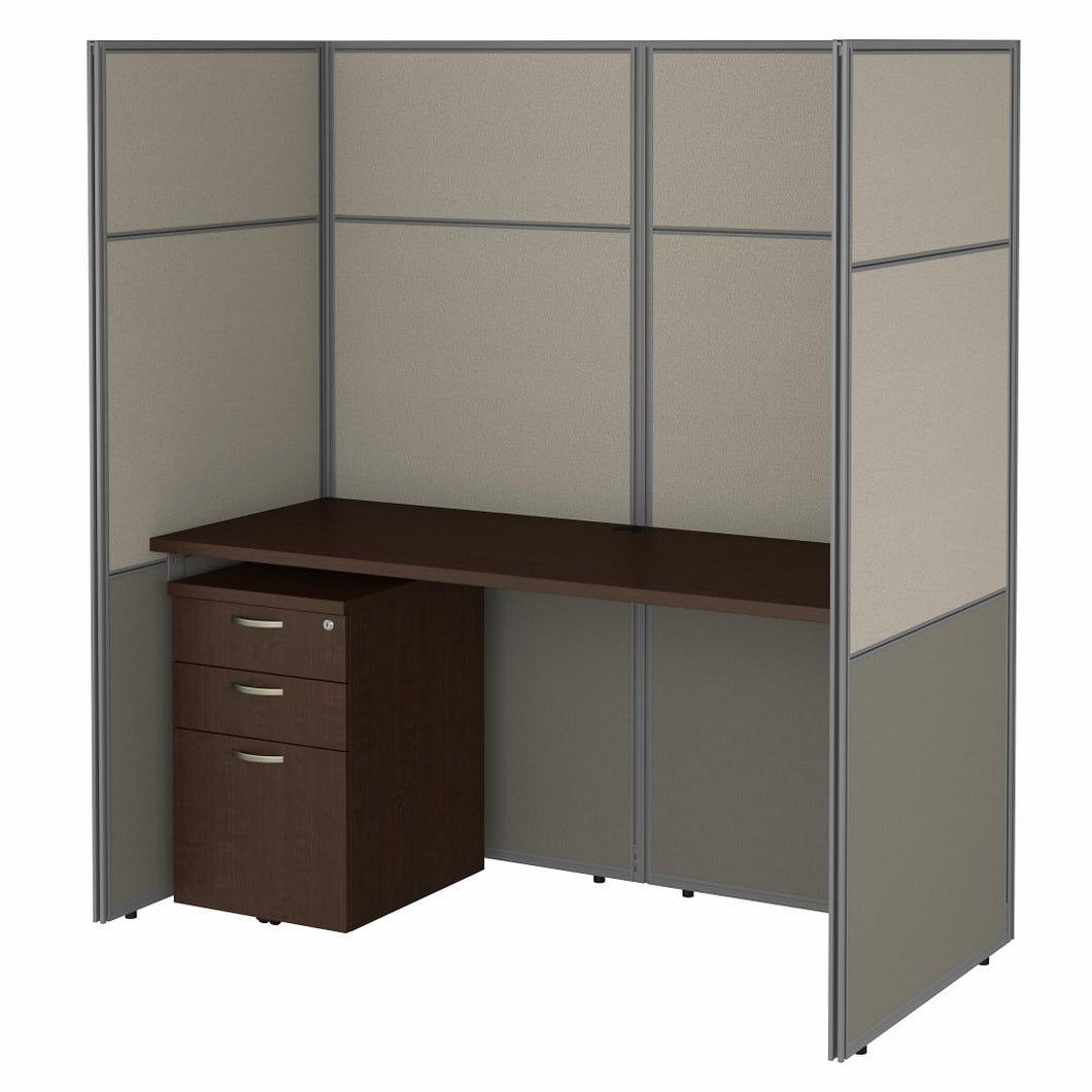 60W Desk with 66H Closed Cubicle Panel and File Cabinet