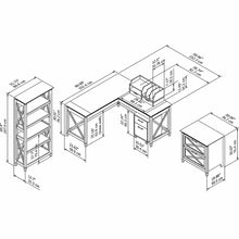 Load image into Gallery viewer, 60W L Shaped Desk with File Cabinets, Bookcase and Desktop Organizers
