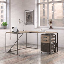 Load image into Gallery viewer, 50W L Shaped Industrial Desk with 3 Drawer Mobile File Cabinet

