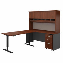Load image into Gallery viewer, 72W L Shaped Desk, 60W Height Adjustable Return and Hutch
