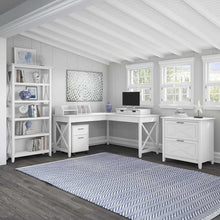 Load image into Gallery viewer, 60W L Shaped Desk with File Cabinets, Bookcase and Desktop Organizers
