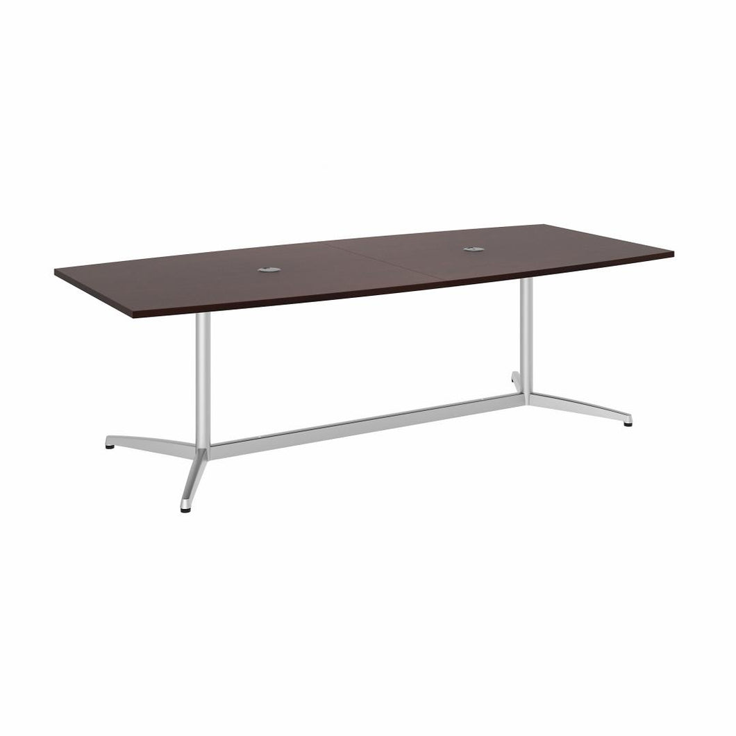 96W x 42D Boat Shaped Conference Table with Metal Base
