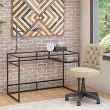 Load image into Gallery viewer, 48W Glass Top Writing Desk with Mid Back Tufted Office Chair
