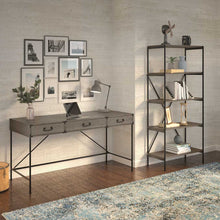 Load image into Gallery viewer, 60W Writing Desk with Drawers and 5 Shelf Etagere Bookcase
