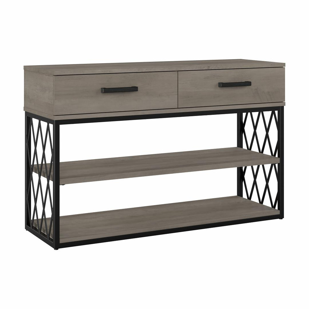 Industrial Console Table with Drawers and Shelves
