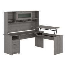 Load image into Gallery viewer, 72W 3 Position Sit to Stand L Shaped Desk with Hutch
