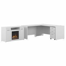 Load image into Gallery viewer, 72W L Shaped Desk with File Cabinet and 48W Fireplace TV Stand
