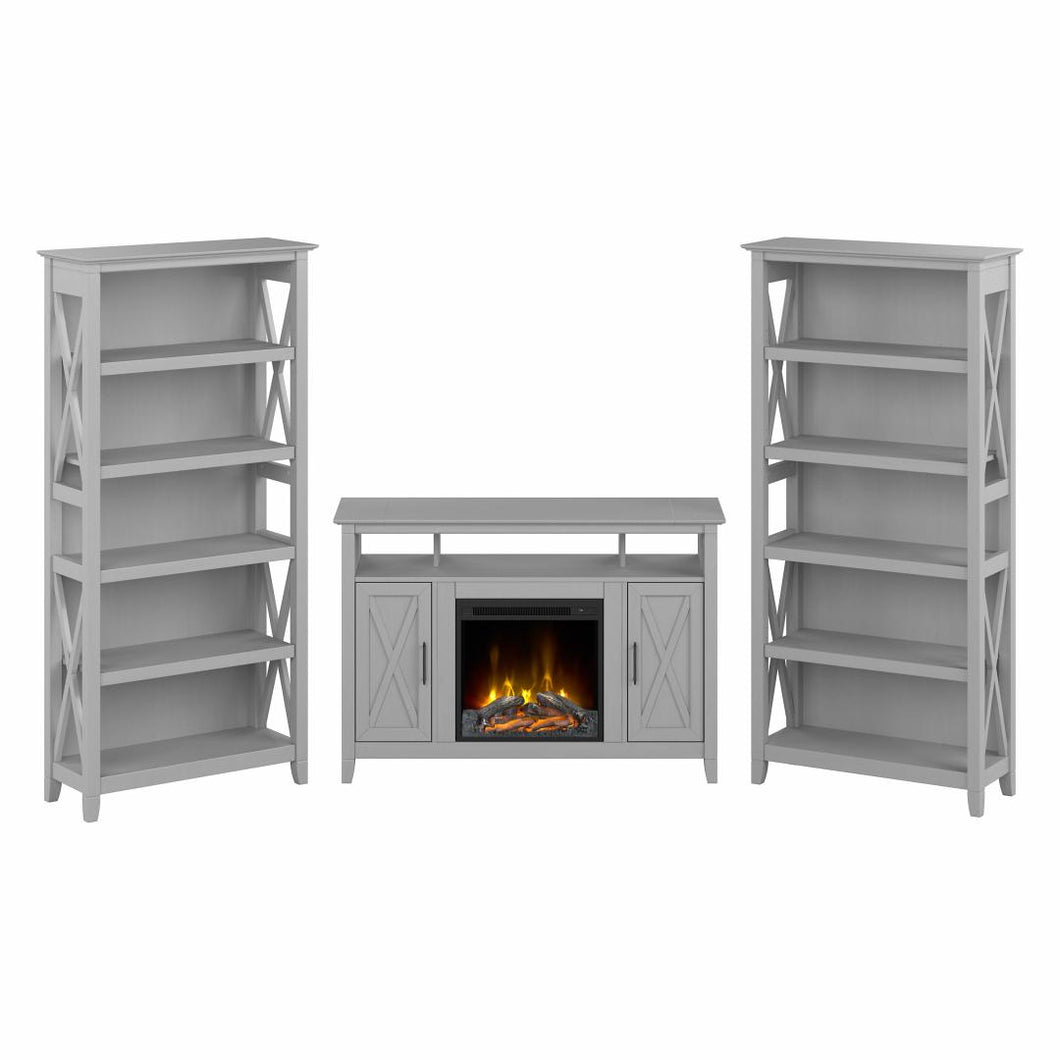 Tall Electric Fireplace TV Stand for 55 Inch TV with 5 Shelf Bookcases