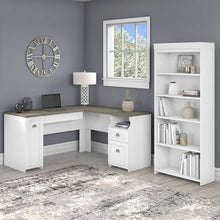 Load image into Gallery viewer, 60W L Shaped Desk with 5 Shelf Bookcase

