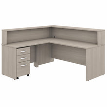 Load image into Gallery viewer, 72W L Shaped Reception Desk with Shelf and Mobile File Cabinet
