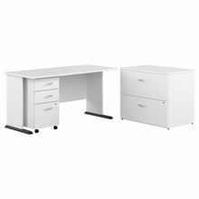 Load image into Gallery viewer, 60W Computer Desk with Mobile and Lateral File Cabinets
