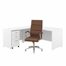 Load image into Gallery viewer, L Shaped Desk with Mobile File Cabinet and High Back Chair
