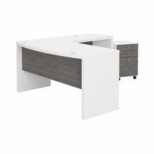 Load image into Gallery viewer, L Shaped Bow Front Desk with Mobile File Cabinet
