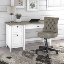 Load image into Gallery viewer, 54W Computer Desk with Drawers and Mid Back Tufted Office Chair
