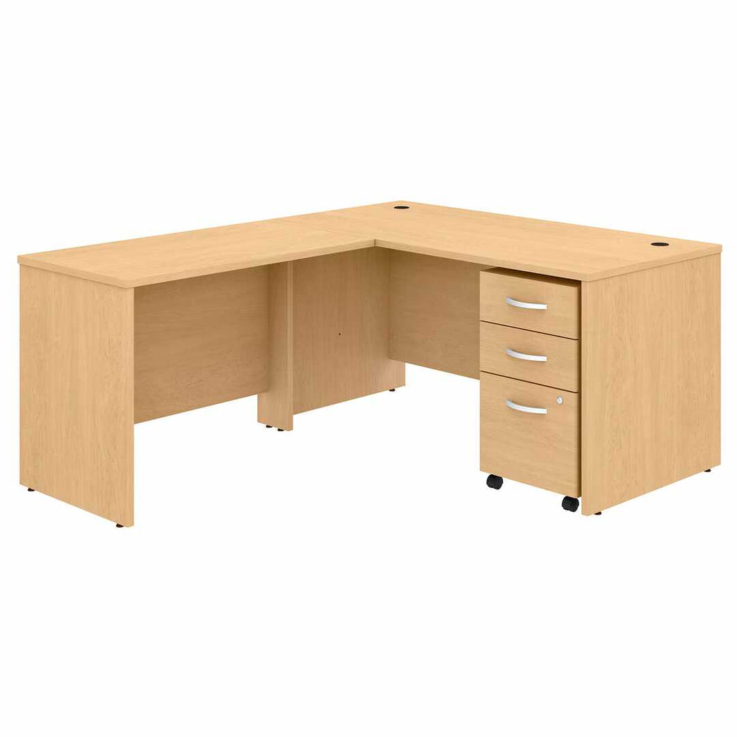 60W x 30D L Shaped Desk with Mobile File Cabinet and 42W Return