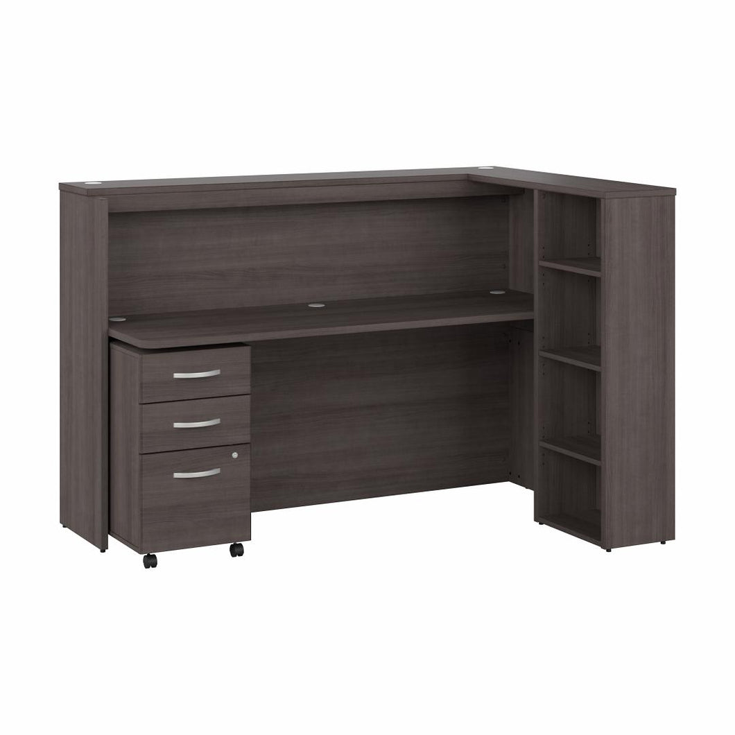 72W Cubicle Desk with Shelves and Mobile File Cabinet