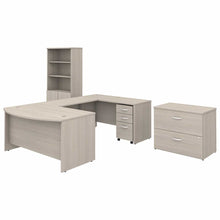 Load image into Gallery viewer, 60W x 36D U Shaped Desk with Bookcase and File Cabinets
