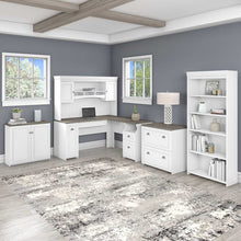 Load image into Gallery viewer, 60W L Shaped Desk with Hutch, File Cabinet, Bookcase and Storage
