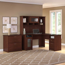 Load image into Gallery viewer, 60W L Shaped Computer Desk with Hutch and Lateral File Cabinet
