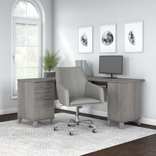 Load image into Gallery viewer, 60W L Shaped Desk with Mid Back Leather Box Chair
