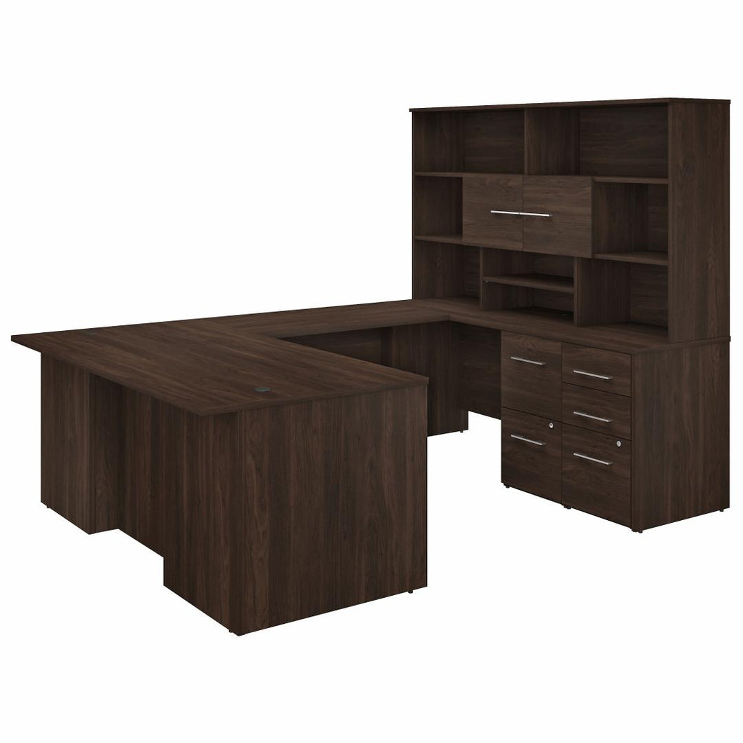 72W U Shaped Executive Desk with Drawers and Hutch