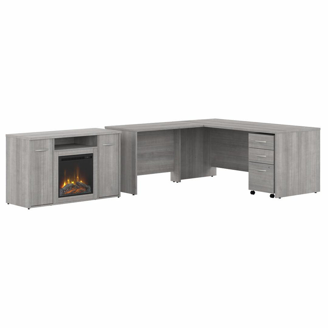 72W L Shaped Desk with File Cabinet and 48W Fireplace TV Stand