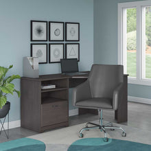 Load image into Gallery viewer, 60W Corner Desk with Mid Back Leather Box Chair
