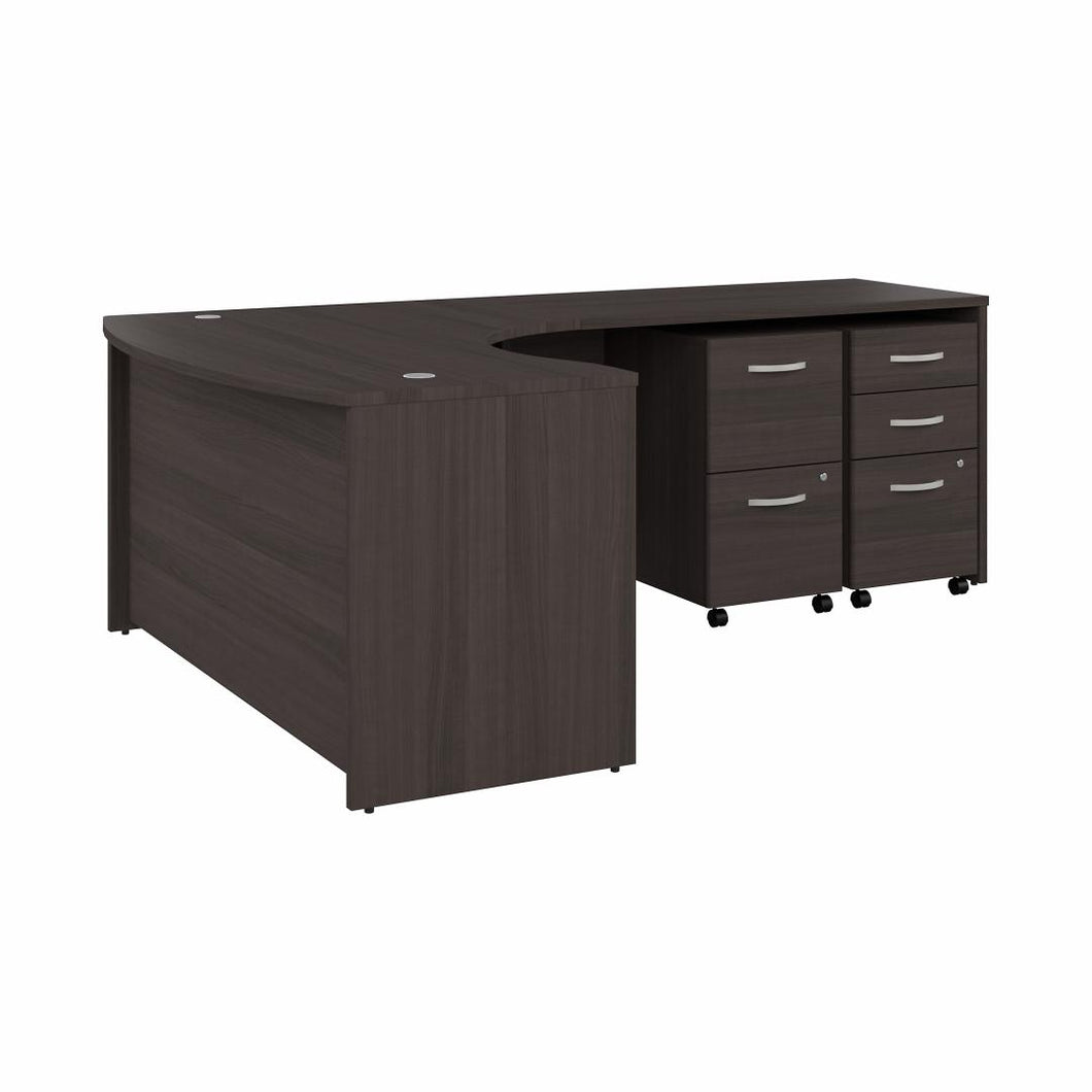 60W x 43D Right Hand L-Bow Desk with Mobile File Cabinets