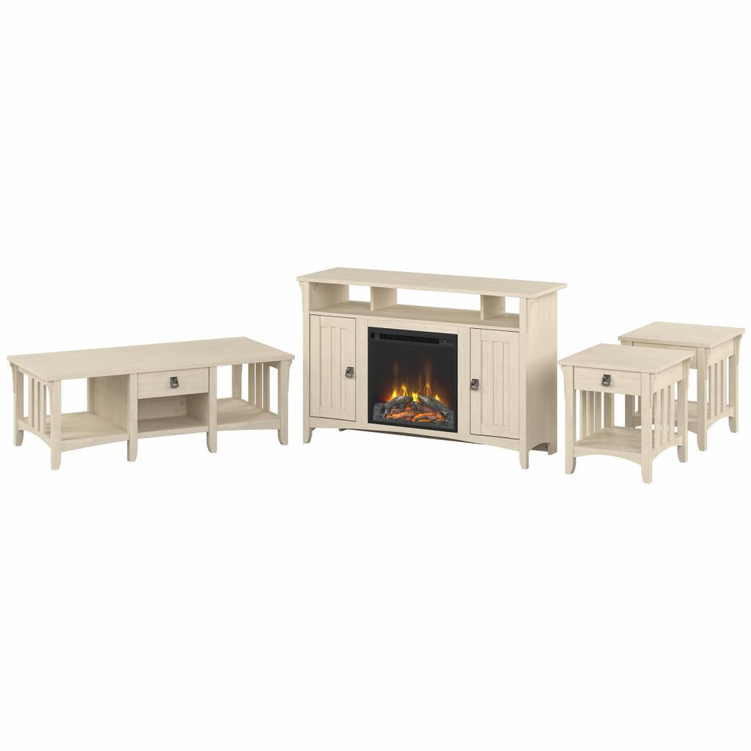 Tall Electric Fireplace TV Stand with Coffee Table and End Tables